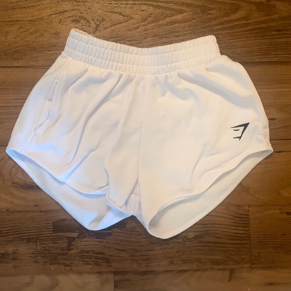 White Gymshark sweat shorts